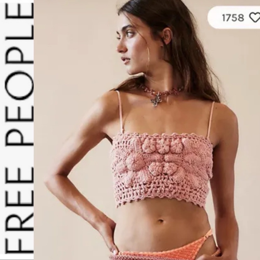 NWT Free People Drift Away Crochet Tube Top m